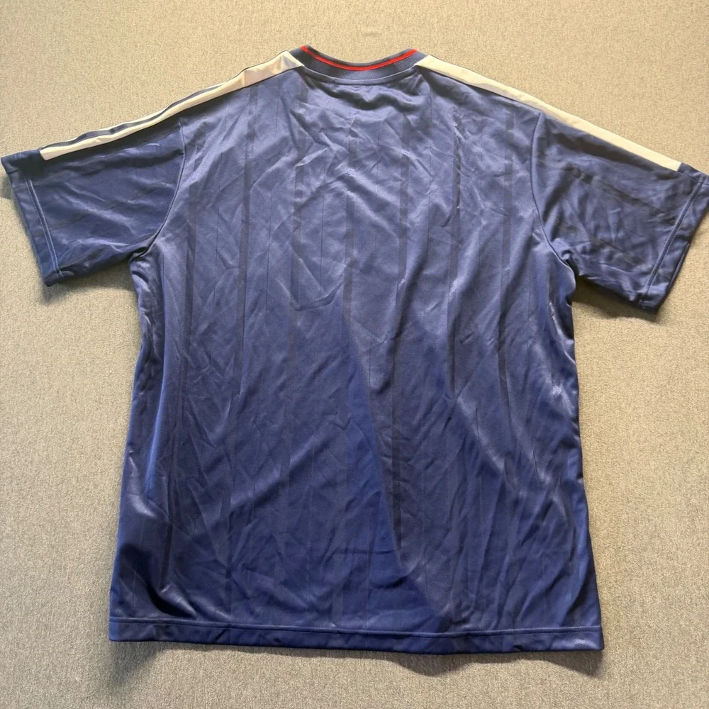 Adidas Sportswear Jersey Shirt Mens Large Navy Blue Red White Stripes Logo Tee